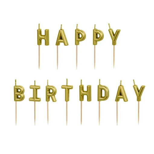 Picture of HAPPY BIRTHDAY CANDLE GOLD 2.5CM